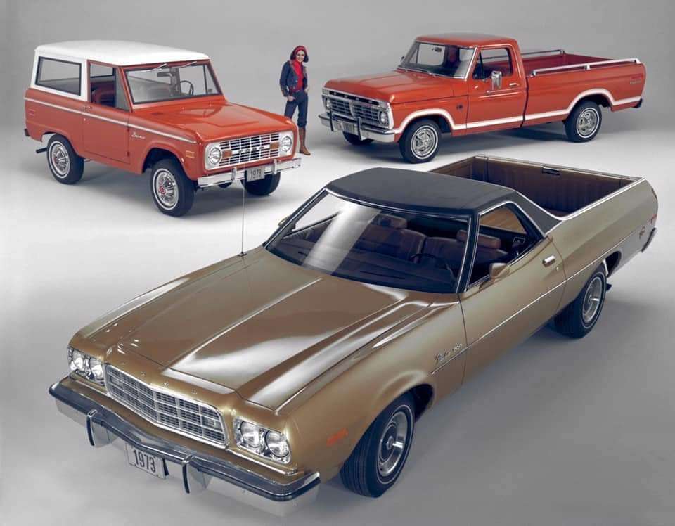 1973 FORD TRUCKS! RANCHERO 500, BRONCO, F100 STIL pussel på nätet