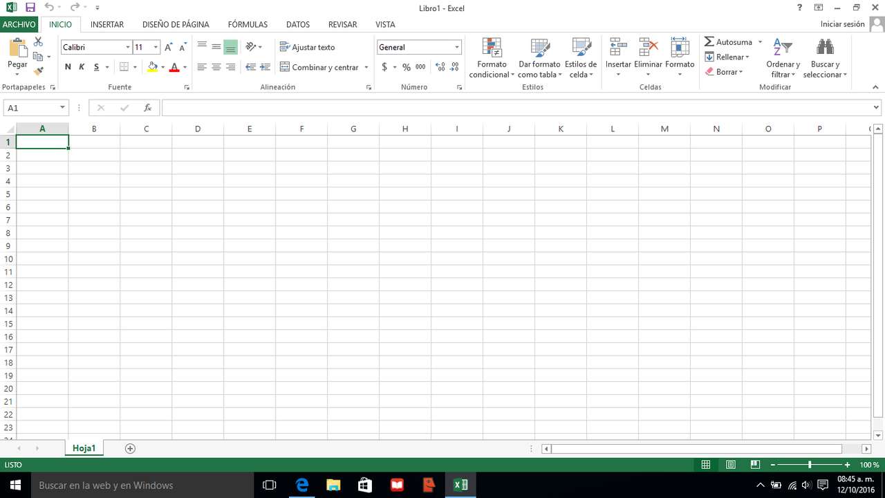 Головне вікно Excel онлайн пазл