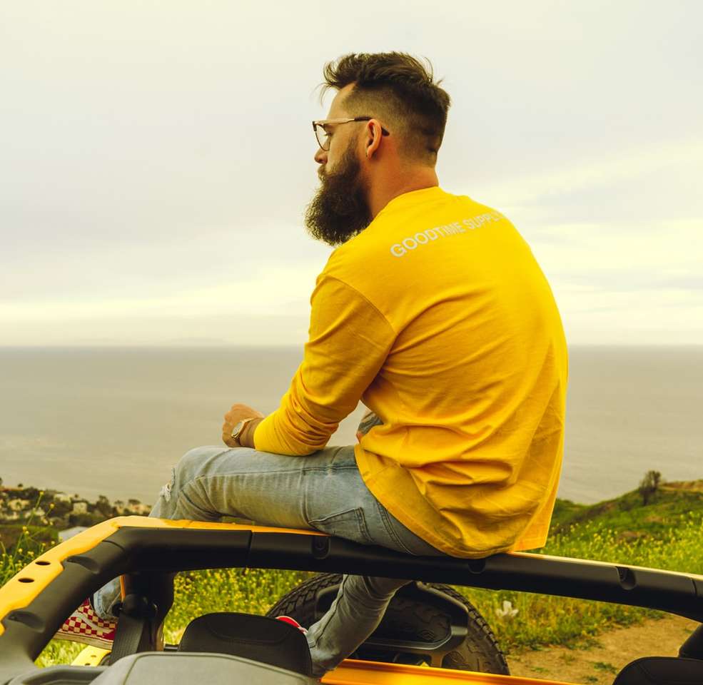 man in yellow long sleeve shirt jigsaw puzzle online