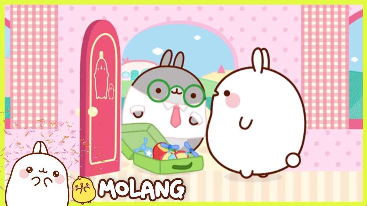 Molang on vacation with a friend and Piu - Piu online puzzle