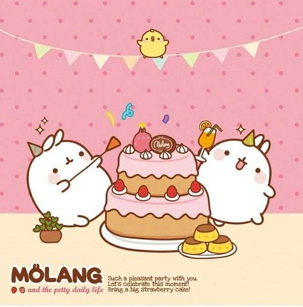 Két Molang születésnapra és Piu - Piu díszben kirakós online