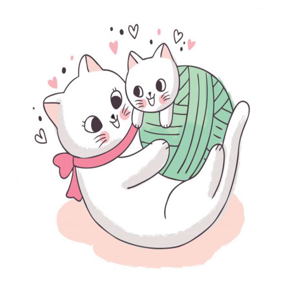 Gatito y mamá rompecabezas en línea