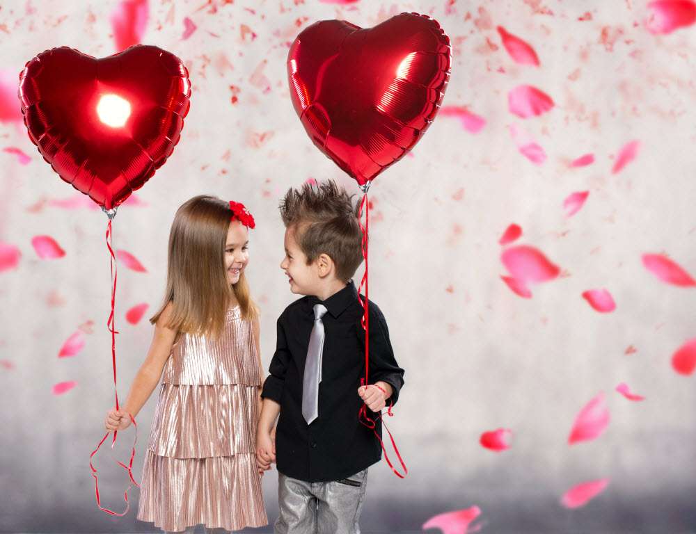 дети- День Святого Валентина онлайн-пазл