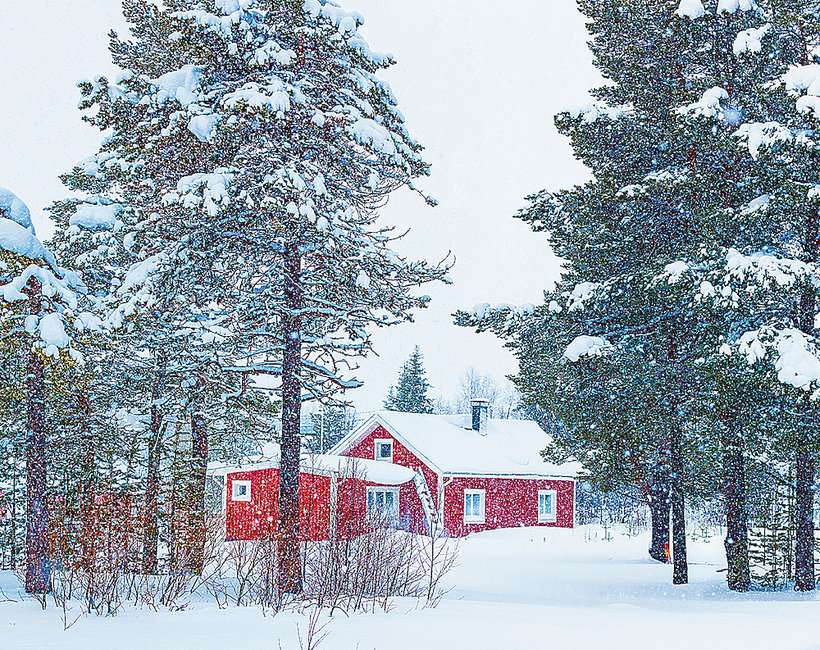 червена къща във Финландия онлайн пъзел