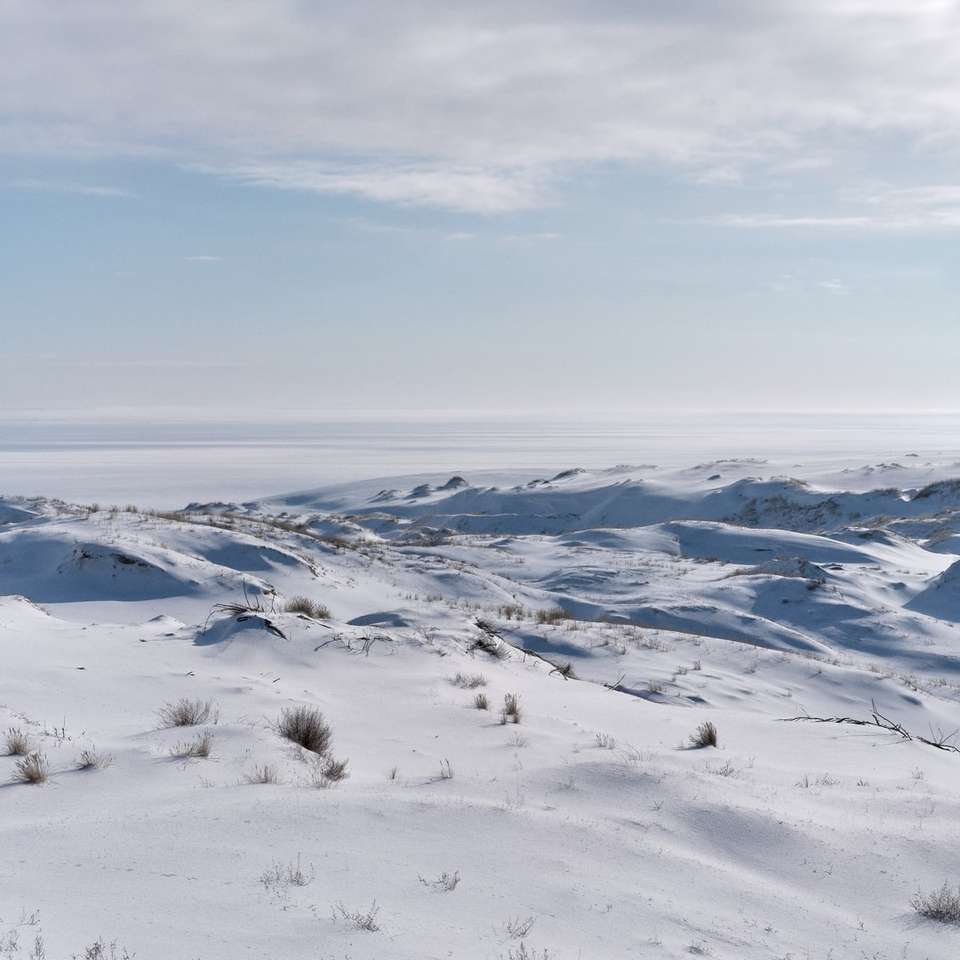 zasněžená hora pod bílými mraky během dne online puzzle