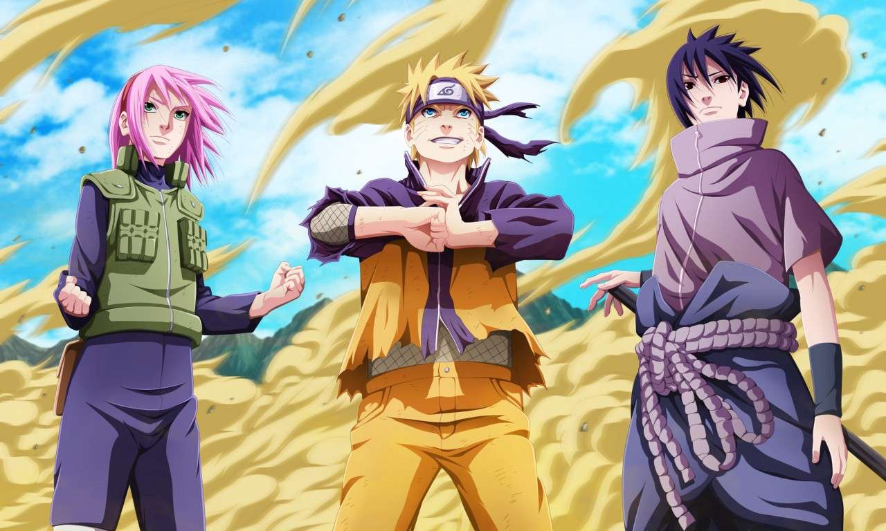 Naruto Sakura și Sasuke puzzle online