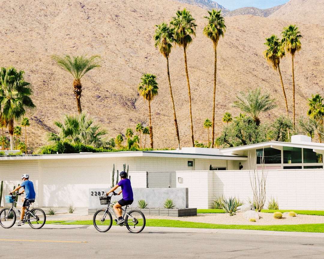Mann im blauen Hemd, das tagsüber Fahrrad auf Straße fährt Online-Puzzle