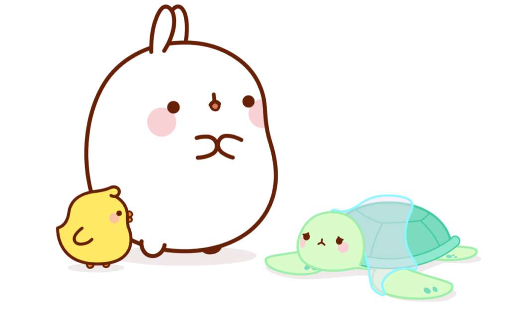Molang és Piu - Piu megtalálta a szegény teknős ... kirakós online