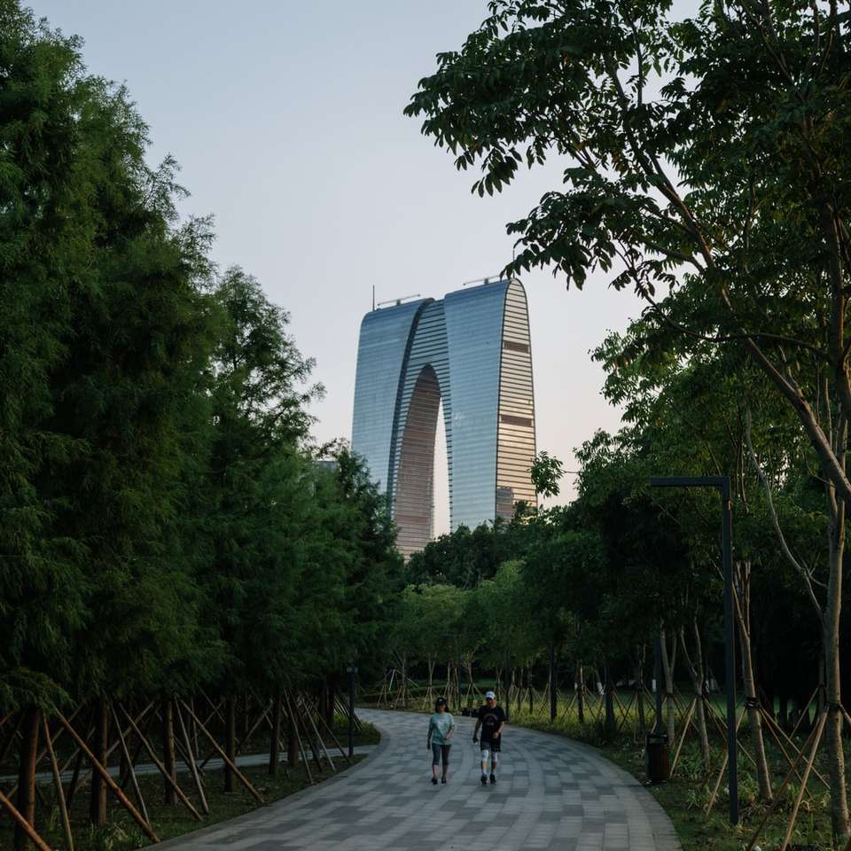 άτομα που περπατούν σε πάρκο κοντά σε καταπράσινα δέντρα κατά τη διάρκεια της ημέρας παζλ online