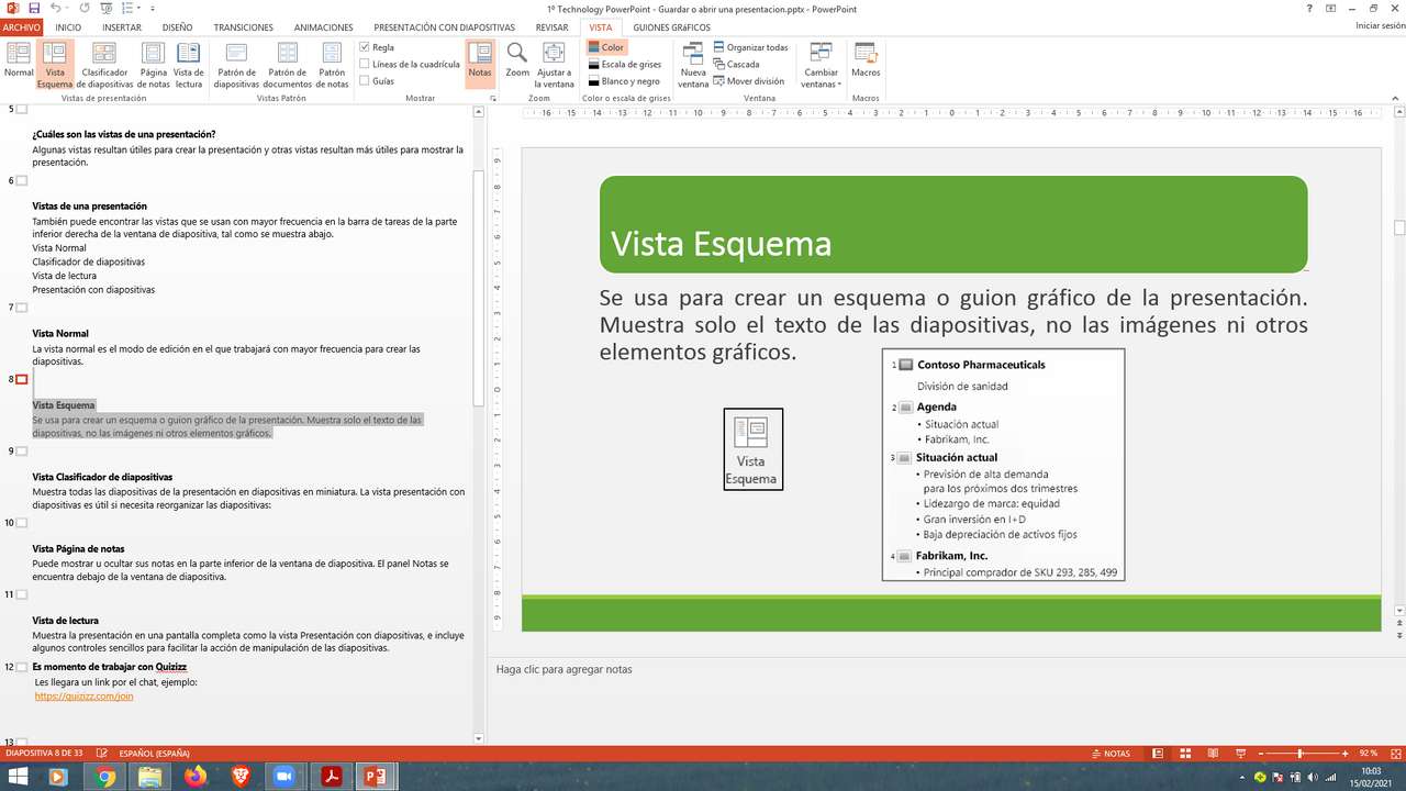 PowerPoint - Vista Esquema rompecabezas en línea