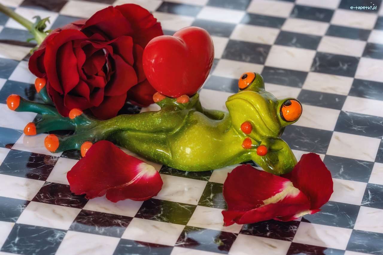 grenouille avec coeur et fleur puzzle en ligne