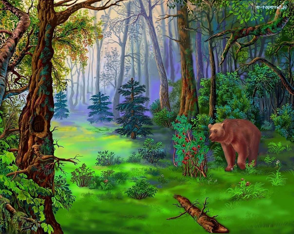 лес и медведь пазл онлайн