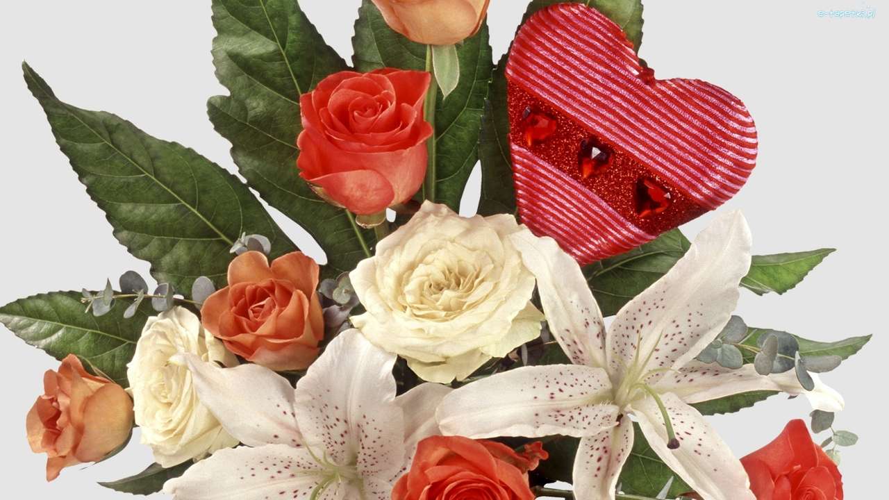 Blumenstrauß mit Herz Online-Puzzle