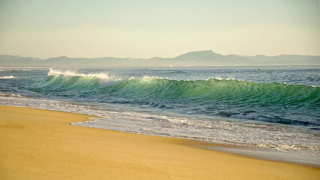 ondas do mar quebrando na costa durante o dia puzzle online