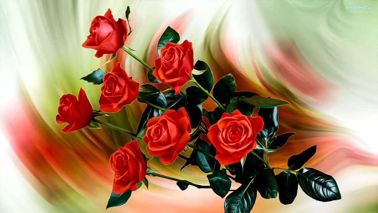 картина- червени рози онлайн пъзел