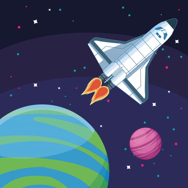 Cu racheta noi zburăm, астронавски залез онлайн пъзел