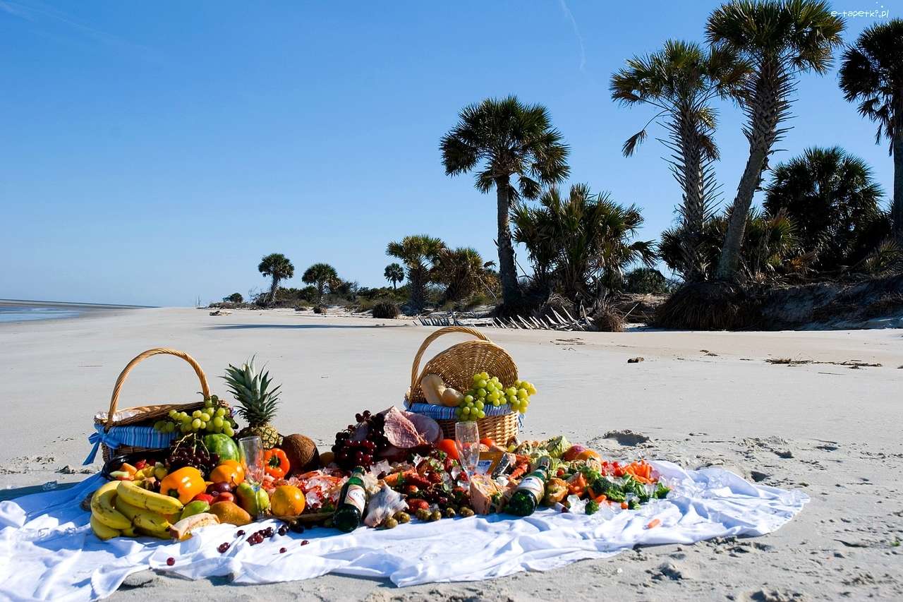piknik na pláži v tropech online puzzle