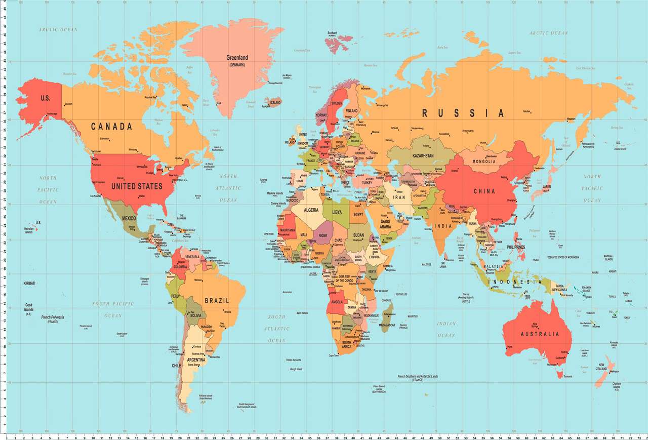 Карта на пъзела на света онлайн пъзел