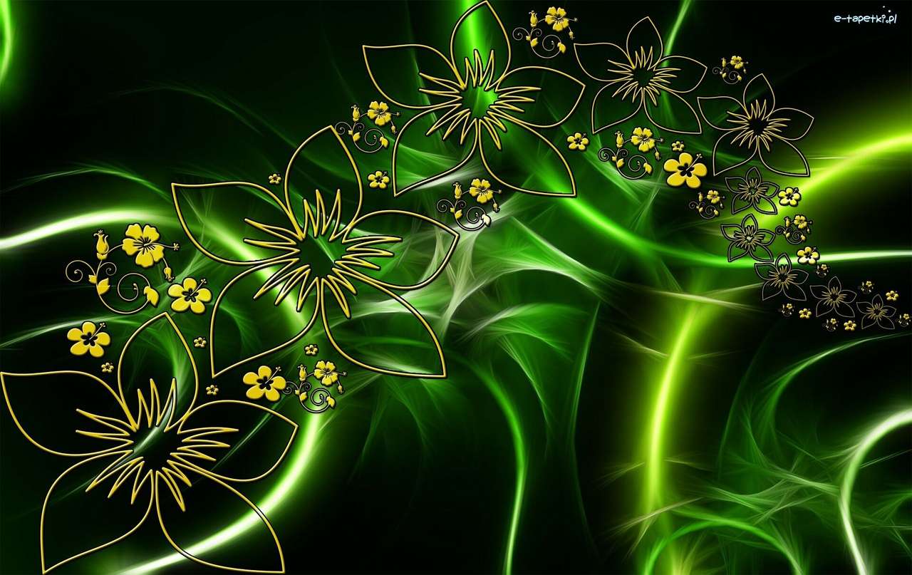 teknik - gröna blommor pussel på nätet