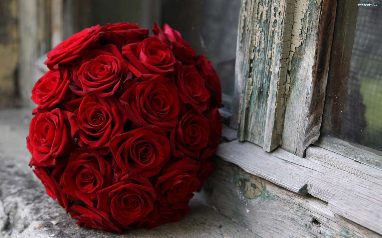 μπάλα από κόκκινα τριαντάφυλλα online παζλ