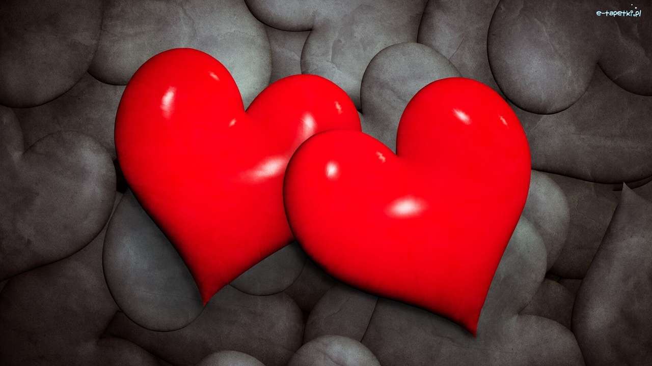 červená srdce, skládačky online