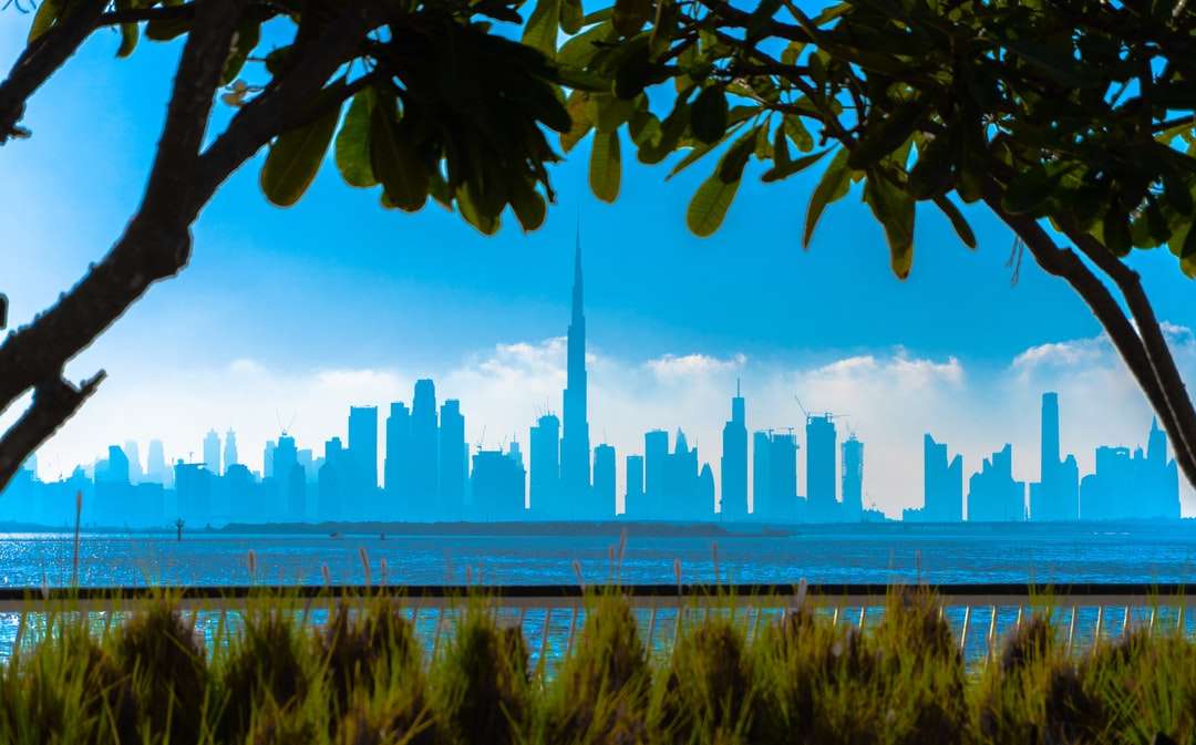 skyline van de stad over waterlichaam overdag online puzzel
