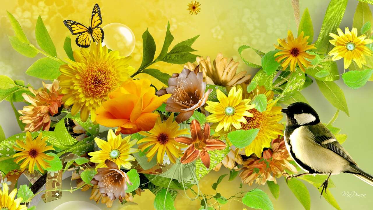 μπουκέτα λουλουδιών παζλ online