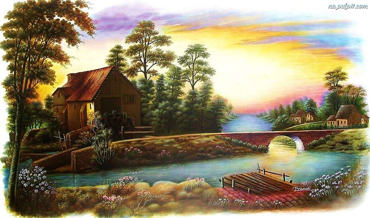 casă lângă râu puzzle online