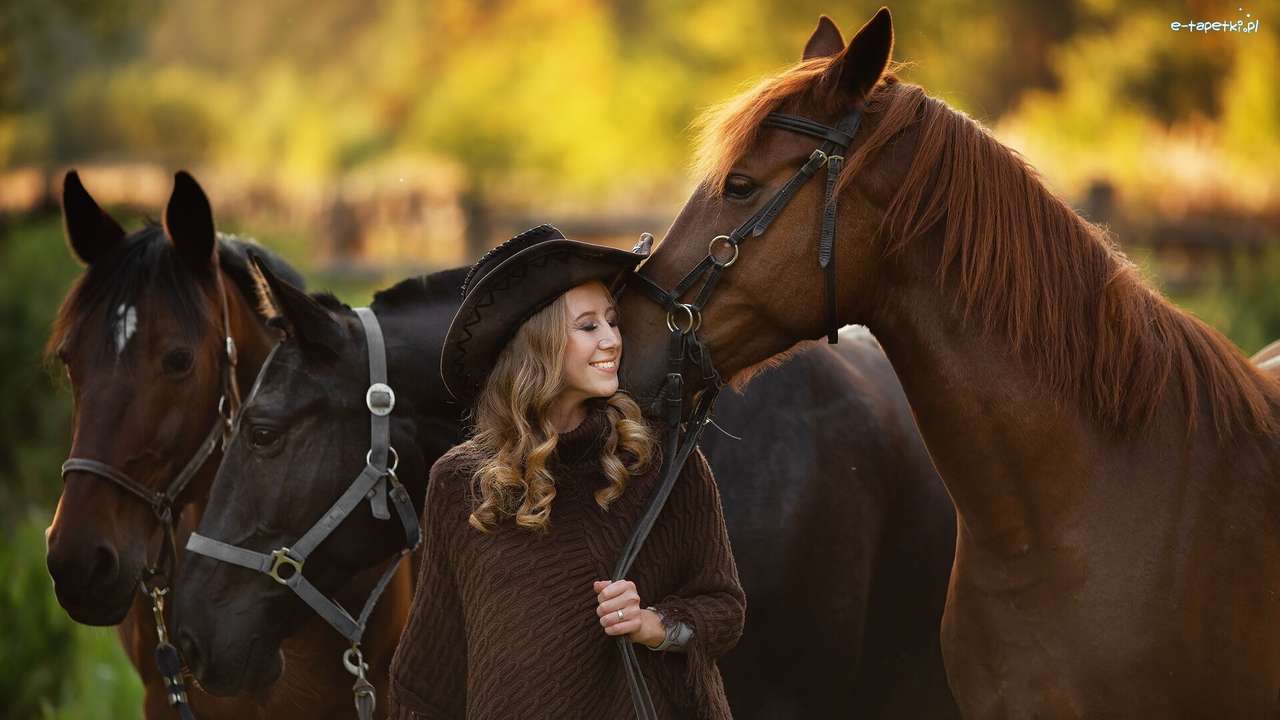 nő lovakkal kirakós online