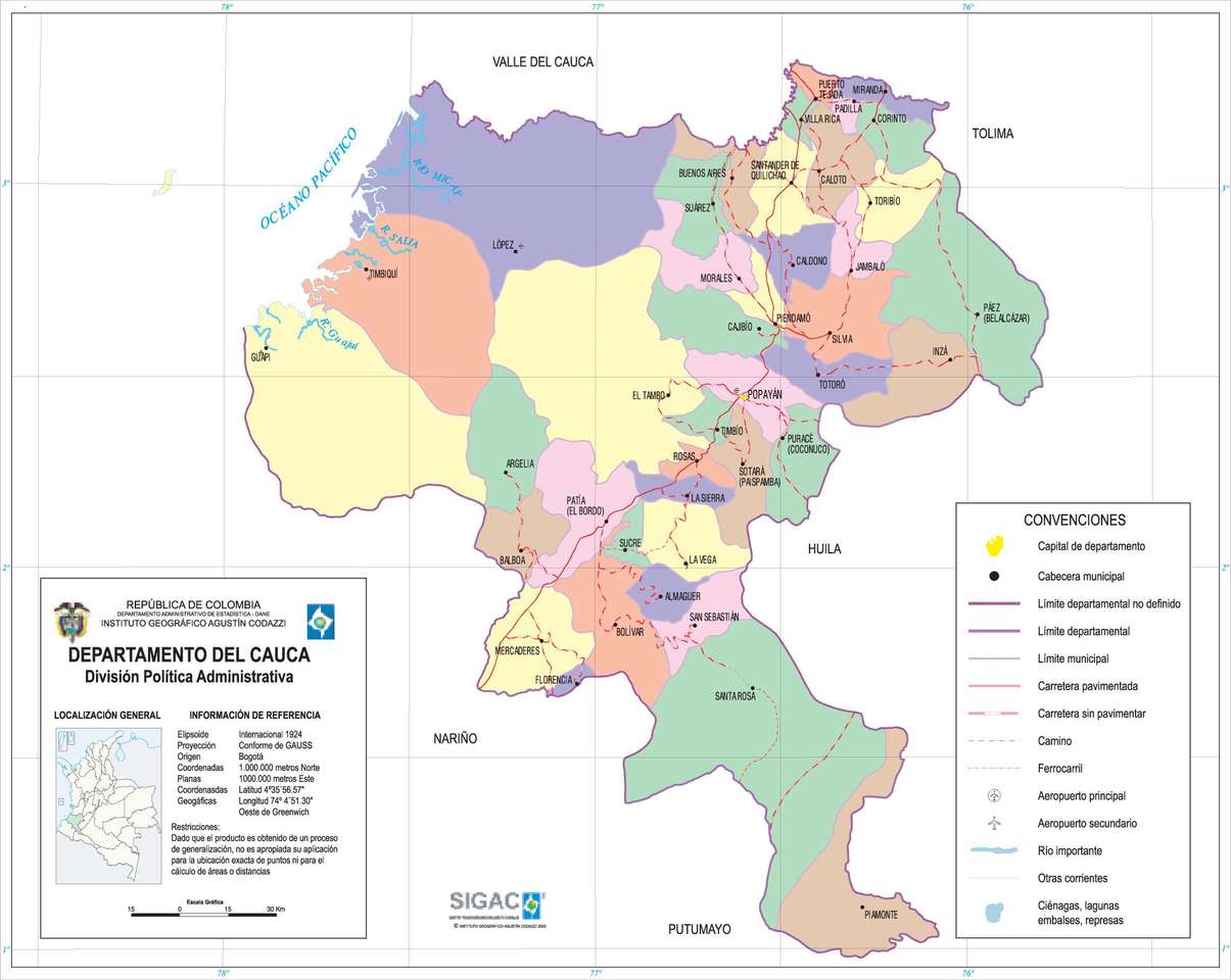 Ο χάρτης της Cauca παζλ online