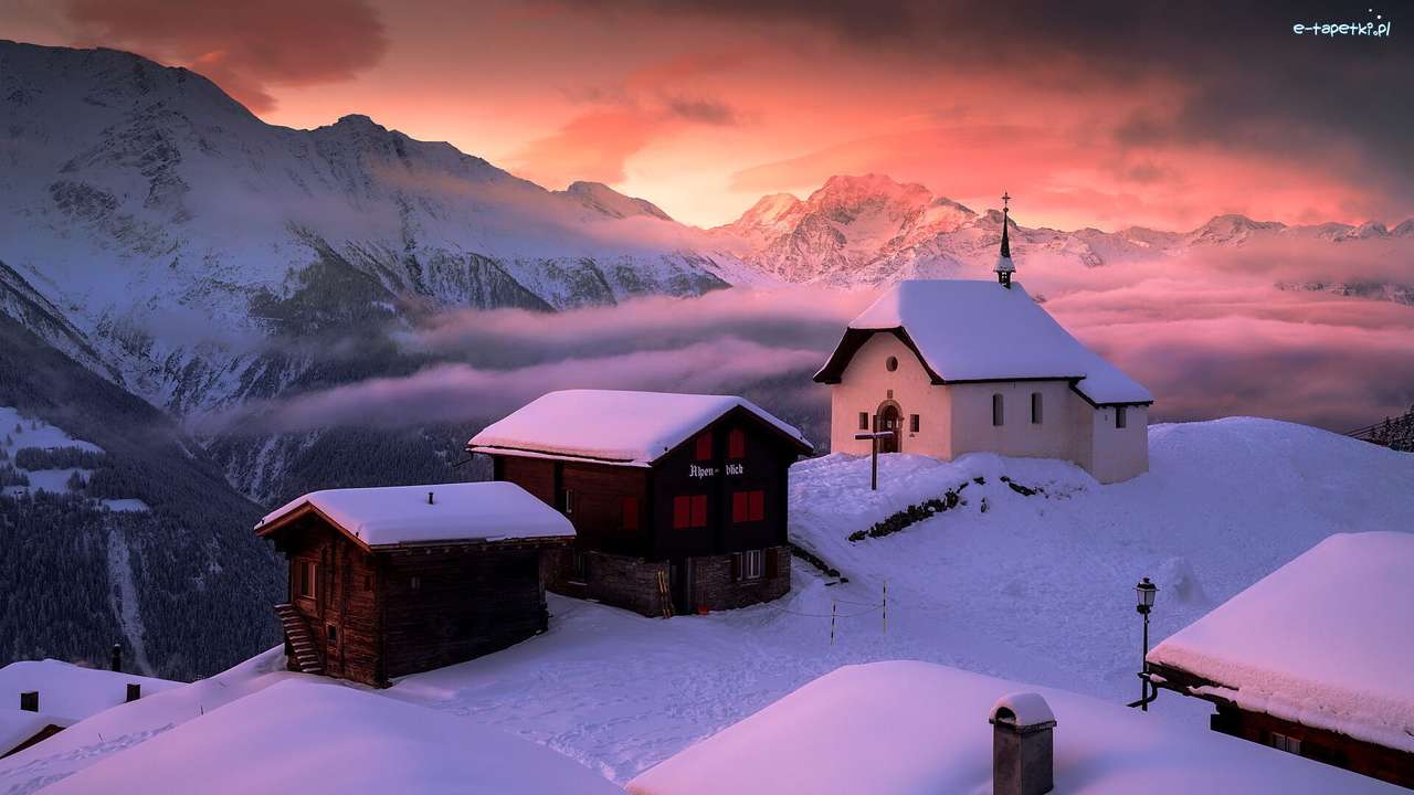 švýcarské Alpy v zimě skládačky online