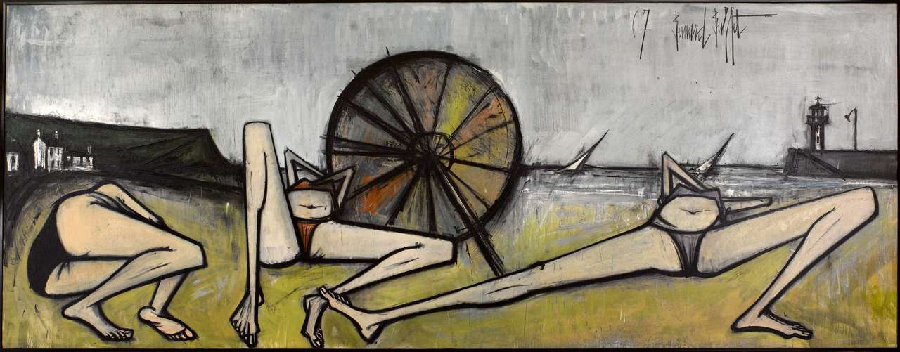 "Stränderna, parasollet" 1967 av Bernard Buffet Pussel online