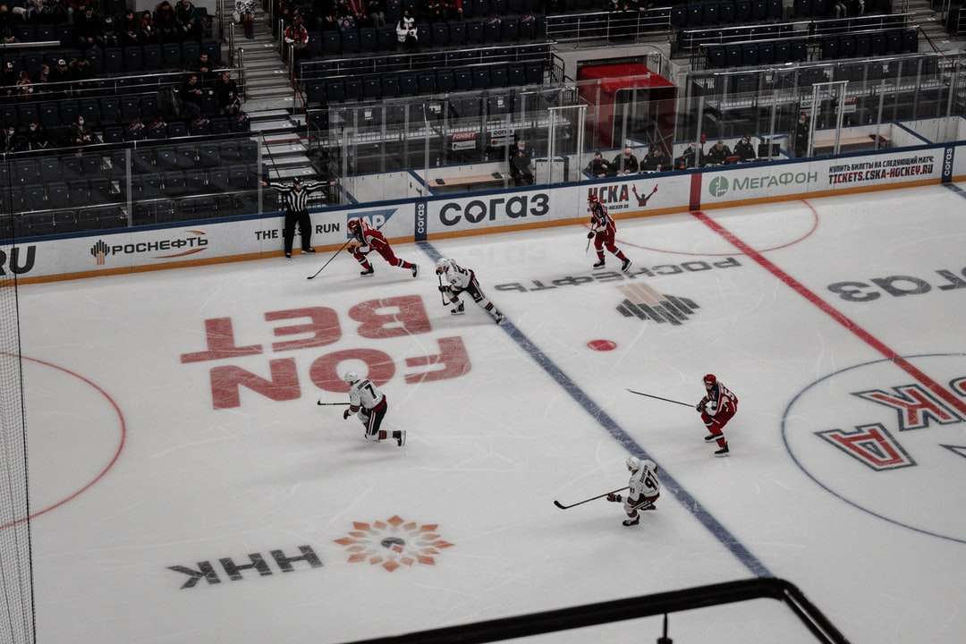 man in wit en rood hockey jersey rijden online puzzel