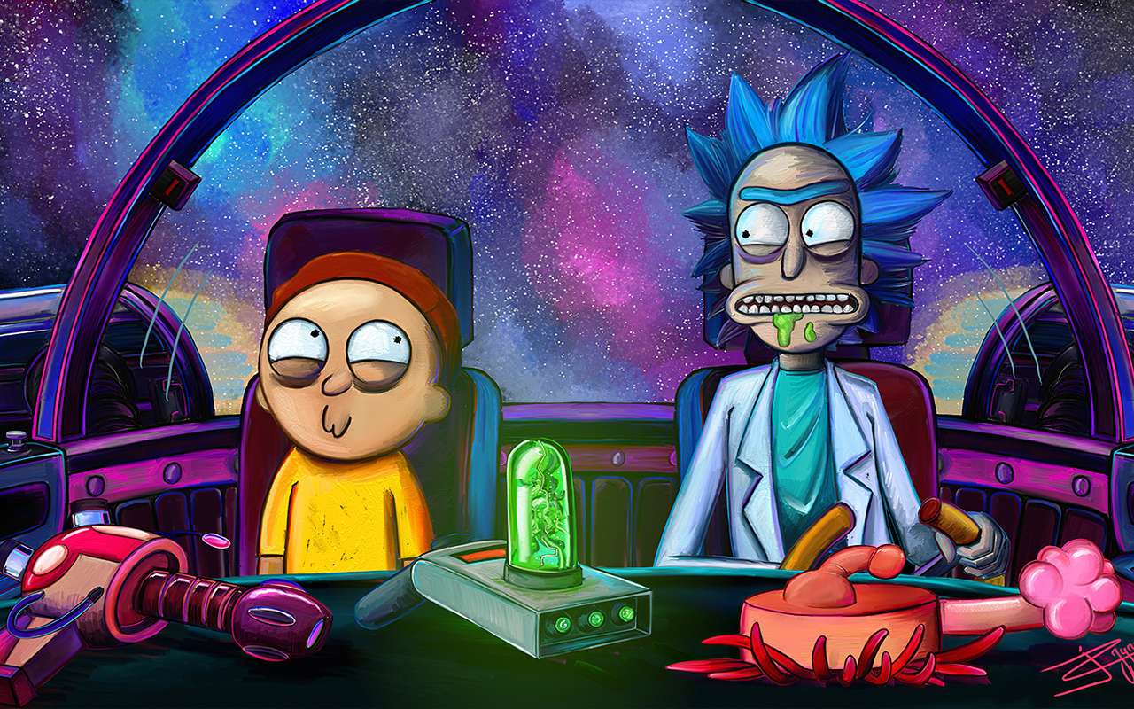 Rick und Morty im Schiff Online-Puzzle