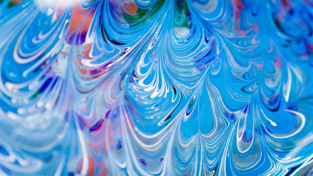 modrá zelená a růžová abstraktní malba skládačky online