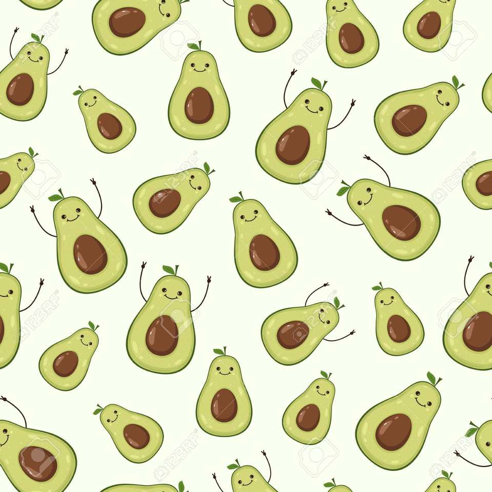 Leuke kawaii avocado achtergrond online puzzel