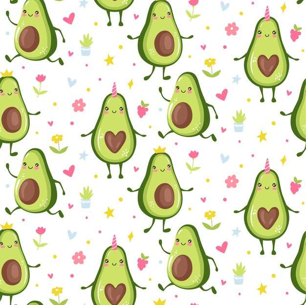 Amor de abacate kawaii fofo quebra-cabeças online