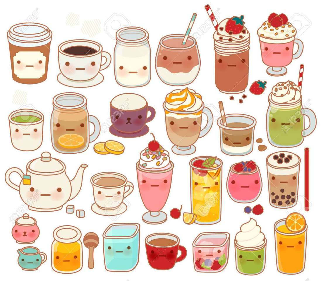 Cute kawaii hot and cold drinks online παζλ