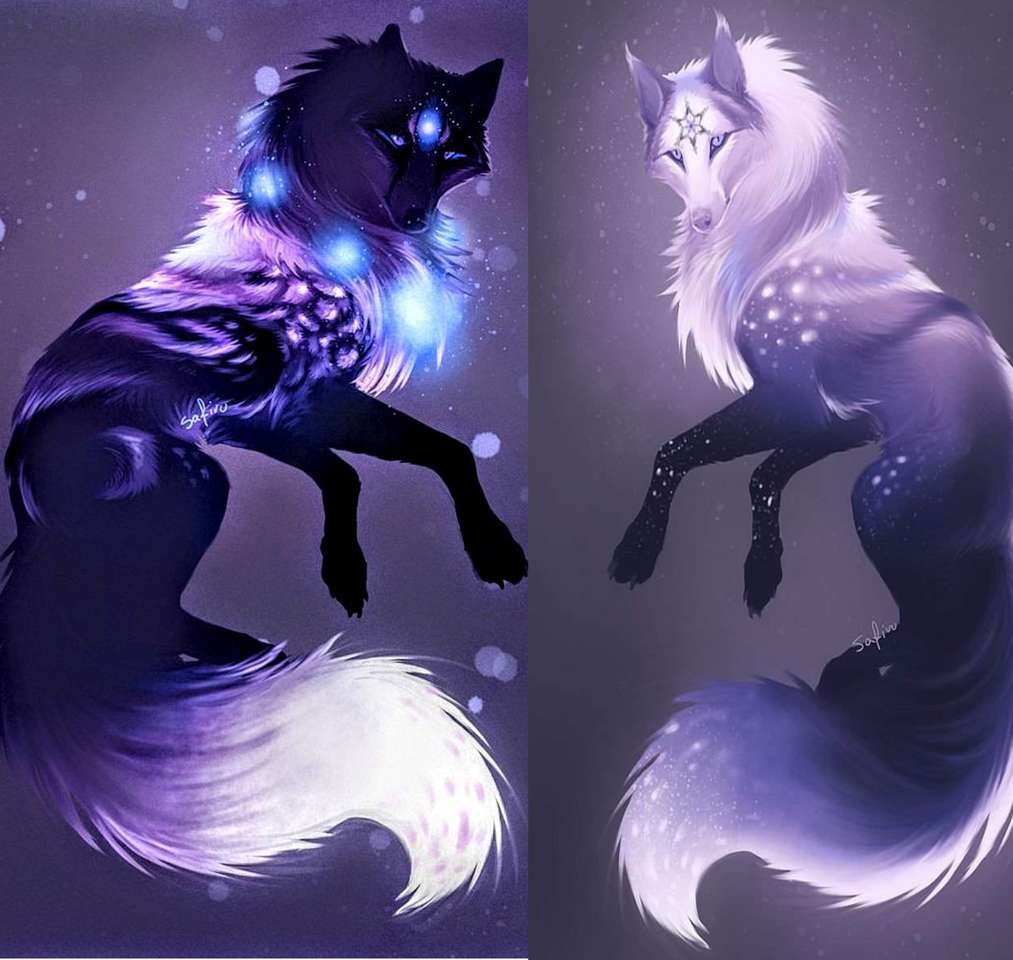 Two galaxy wolves jigsaw puzzle online