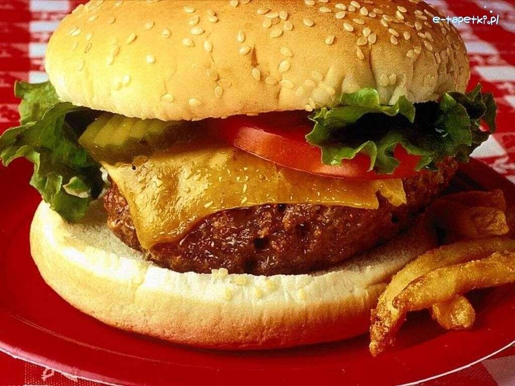 Hamburger - maso, salát, rajče skládačky online