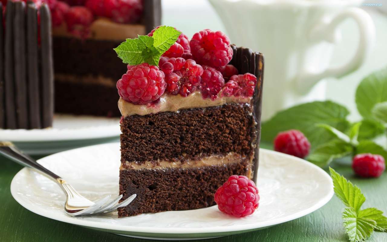 gâteau au chocolat aux framboises puzzle en ligne