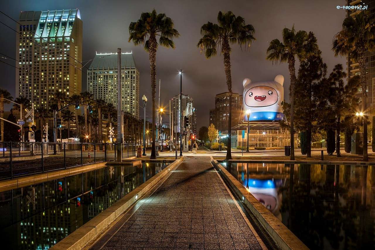 San Diego, város, éjszaka, Észak-Amerika kirakós online