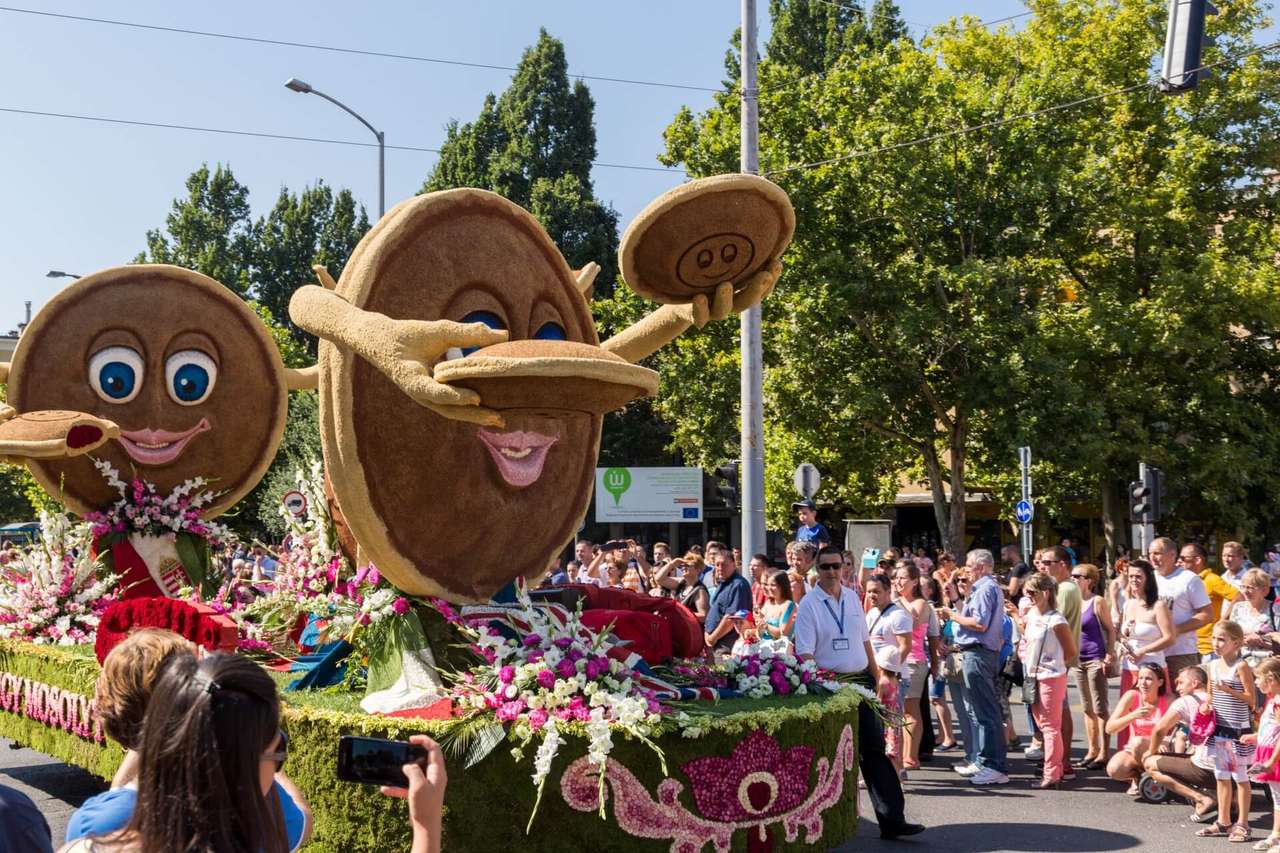 Panqueques de carnaval de flores de Debrecen en Hungría rompecabezas en línea