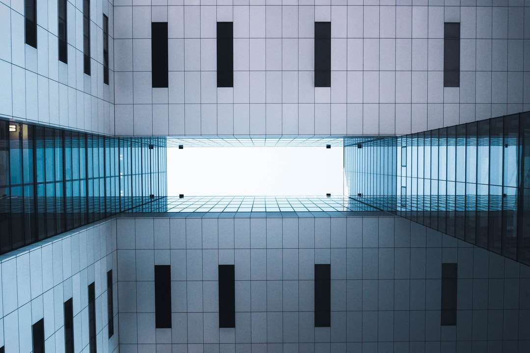 edifício de concreto branco e azul puzzle online