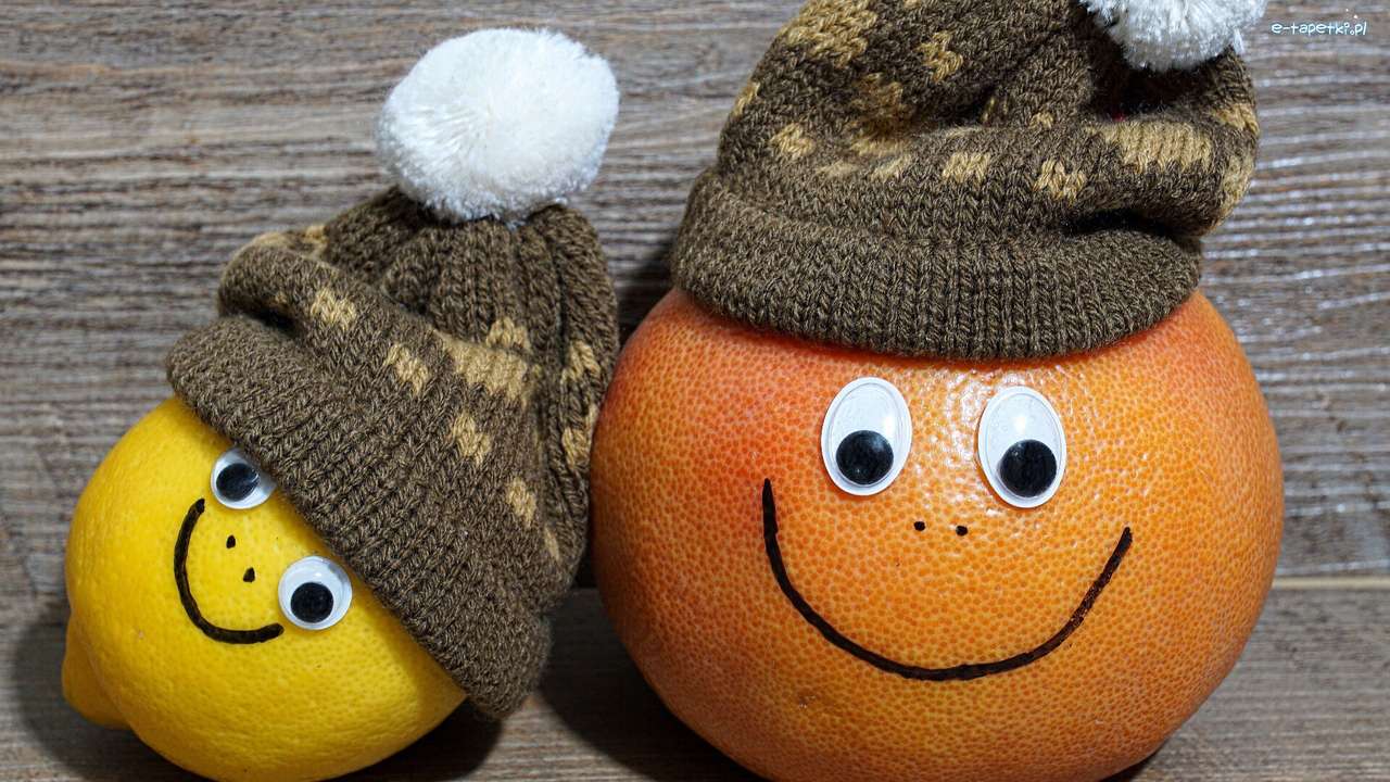 Orange, citron - leenden Pussel online