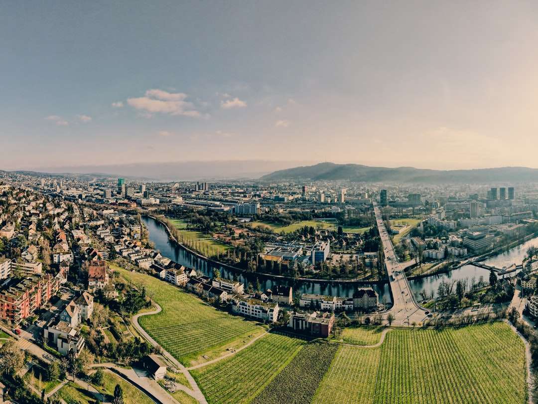 въздушен изглед на полето със зелена трева през деня онлайн пъзел