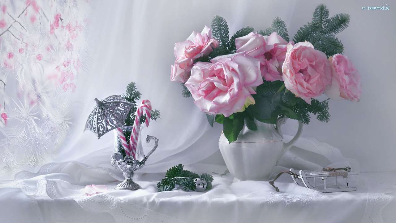 розови рози онлайн пъзел