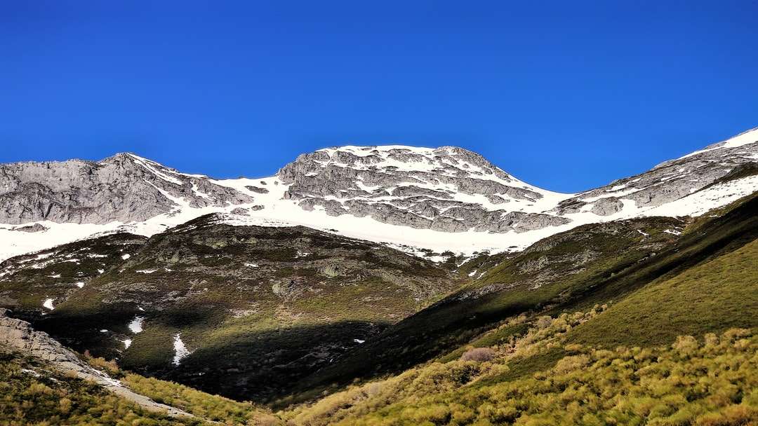 montanha coberta de neve sob céu azul durante o dia puzzle online