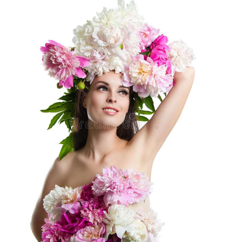 жена с букет цветя онлайн пъзел