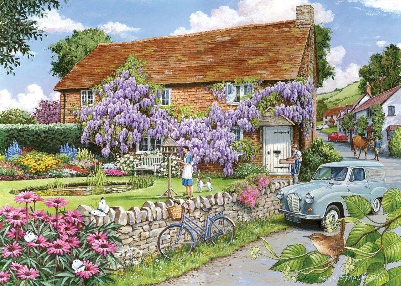 Fachada de casa em flor puzzle online